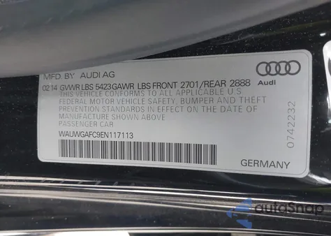 2014 Audi A7 3.0T Premium Plus из США, поврежденный, VIN WAUWGAFC9EN117113